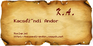 Kacsándi Andor névjegykártya